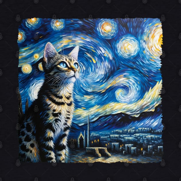 Egyptian Mau Starry Night Inspired - Artistic Cat by starry_night